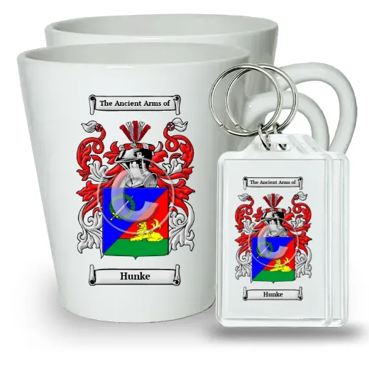 Hunke Pair of Latte Mugs and Pair of Keychains