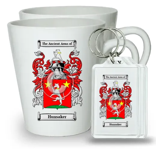 Hunsaker Pair of Latte Mugs and Pair of Keychains