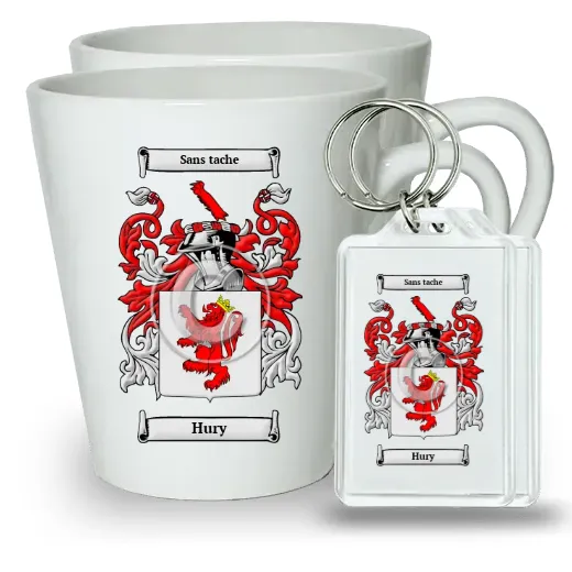 Hury Pair of Latte Mugs and Pair of Keychains