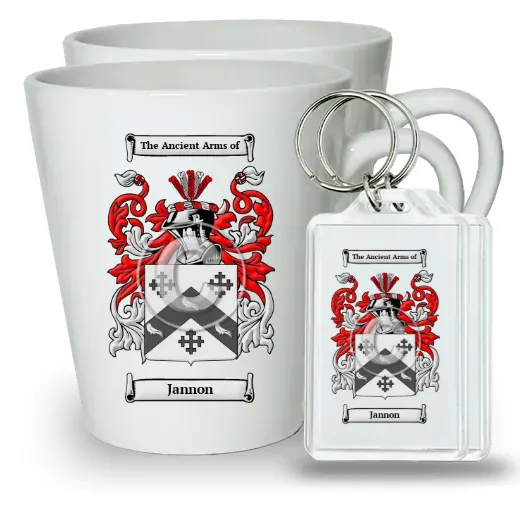 Jannon Pair of Latte Mugs and Pair of Keychains