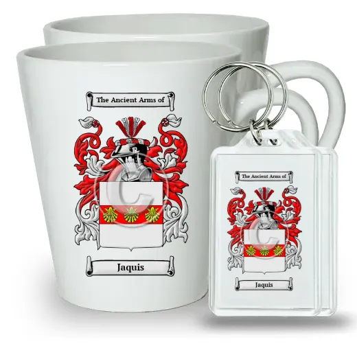 Jaquis Pair of Latte Mugs and Pair of Keychains