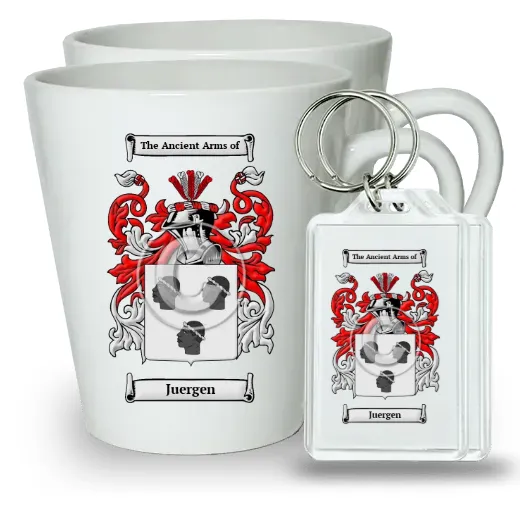 Juergen Pair of Latte Mugs and Pair of Keychains
