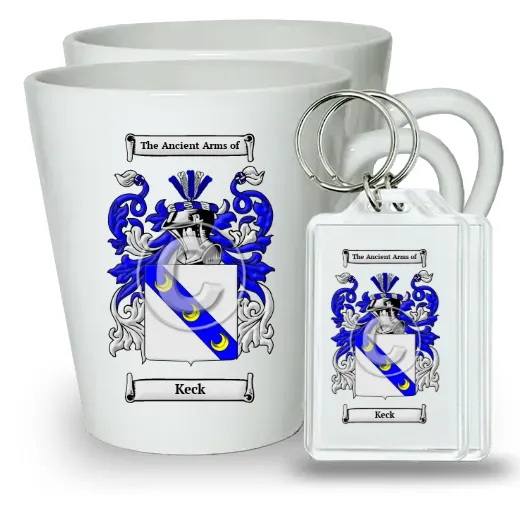 Keck Pair of Latte Mugs and Pair of Keychains