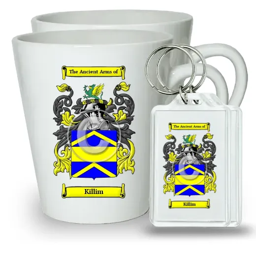 Killim Pair of Latte Mugs and Pair of Keychains