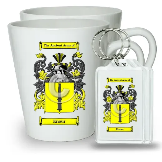 Knour Pair of Latte Mugs and Pair of Keychains