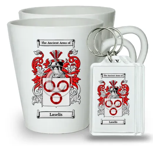 Laselis Pair of Latte Mugs and Pair of Keychains