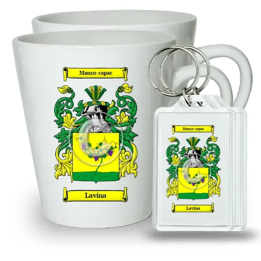 Lavina Pair of Latte Mugs and Pair of Keychains