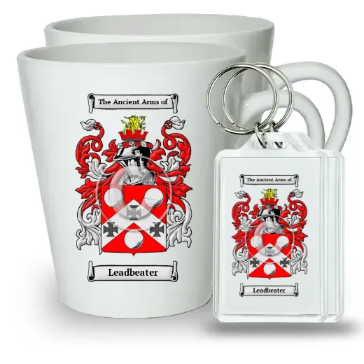 Leadbeater Pair of Latte Mugs and Pair of Keychains