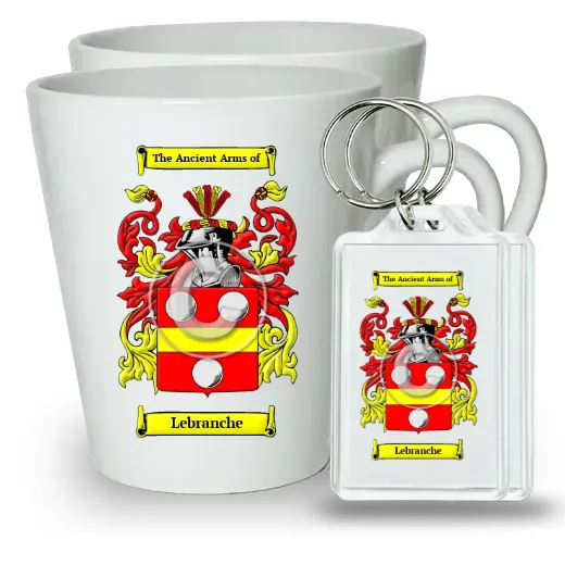 Lebranche Pair of Latte Mugs and Pair of Keychains