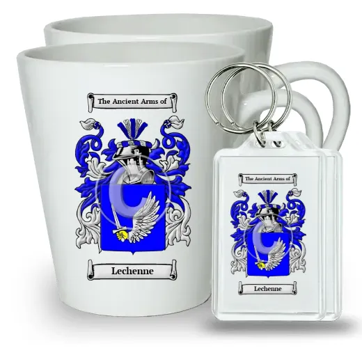 Lechenne Pair of Latte Mugs and Pair of Keychains