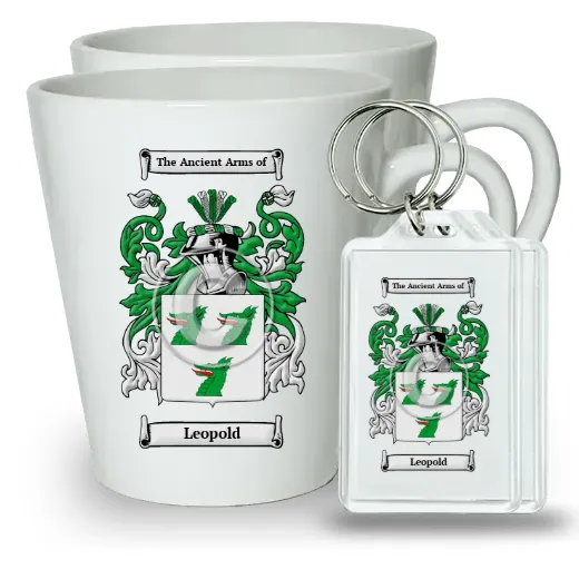 Leopold Pair of Latte Mugs and Pair of Keychains