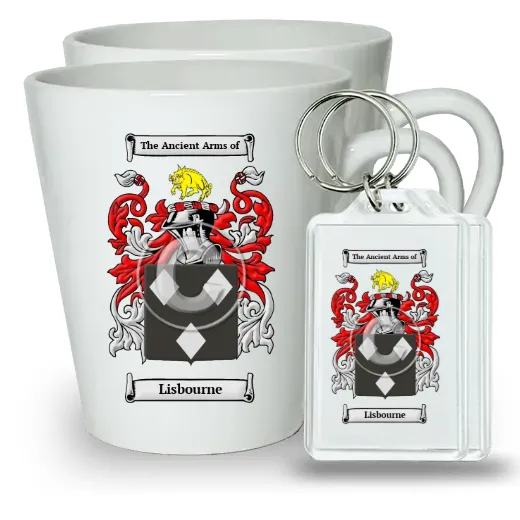 Lisbourne Pair of Latte Mugs and Pair of Keychains