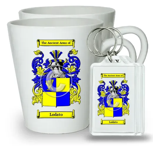 Lodato Pair of Latte Mugs and Pair of Keychains