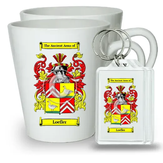 Loefler Pair of Latte Mugs and Pair of Keychains