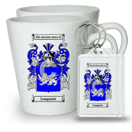 Longmint Pair of Latte Mugs and Pair of Keychains