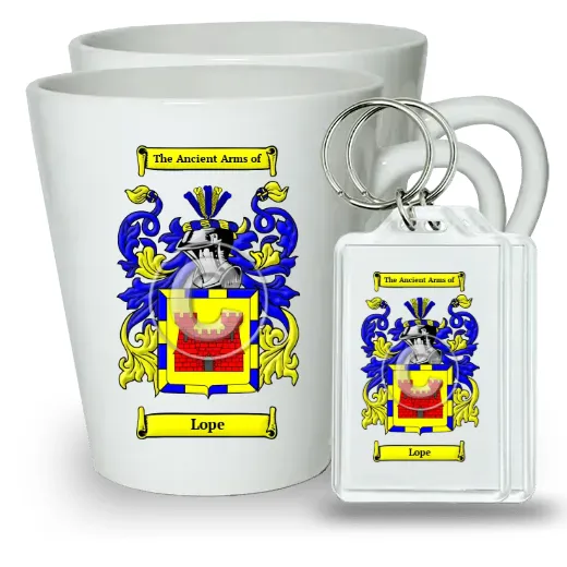 Lope Pair of Latte Mugs and Pair of Keychains