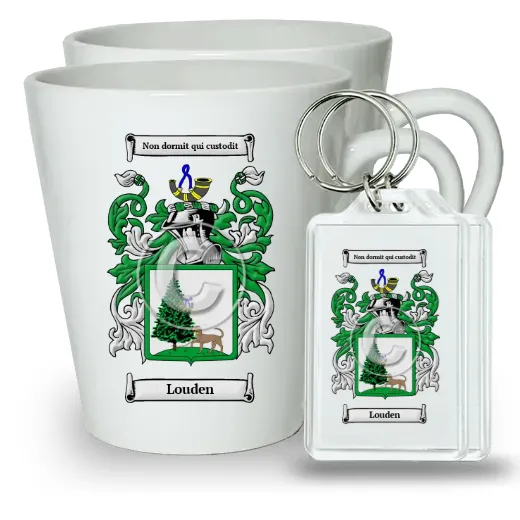Louden Pair of Latte Mugs and Pair of Keychains