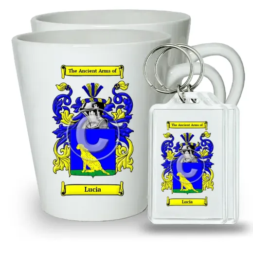 Lucia Pair of Latte Mugs and Pair of Keychains