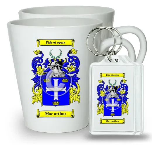 Mac arthur Pair of Latte Mugs and Pair of Keychains