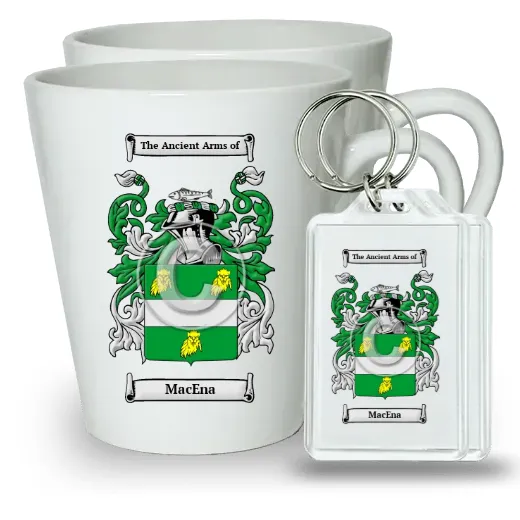 MacEna Pair of Latte Mugs and Pair of Keychains