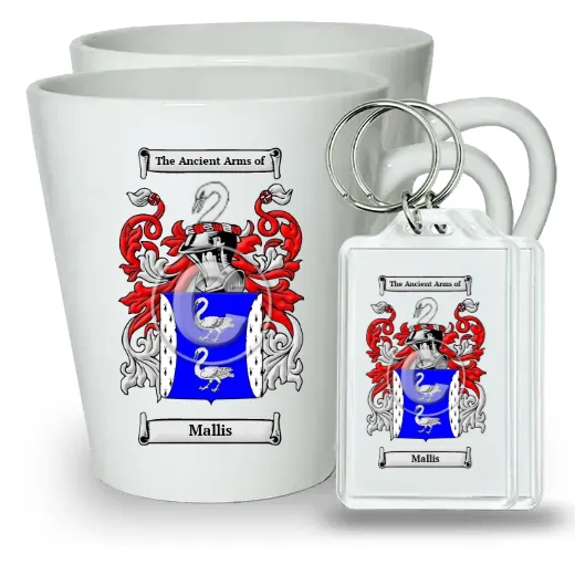 Mallis Pair of Latte Mugs and Pair of Keychains