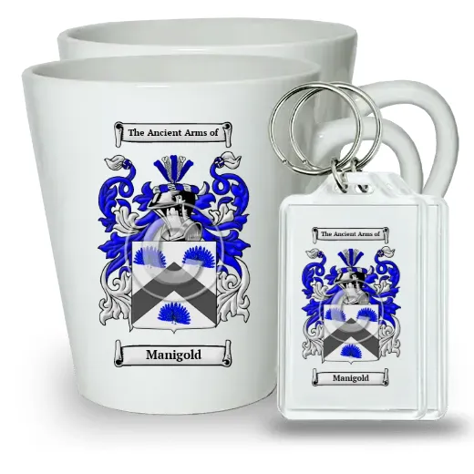 Manigold Pair of Latte Mugs and Pair of Keychains