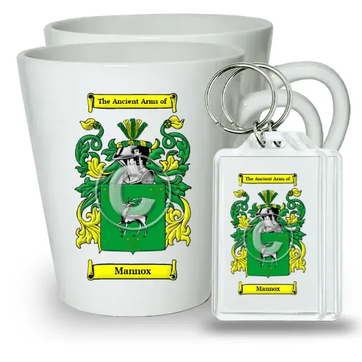Mannox Pair of Latte Mugs and Pair of Keychains