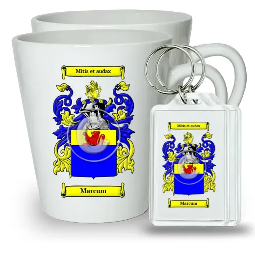 Marcum Pair of Latte Mugs and Pair of Keychains