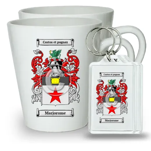 Marjorume Pair of Latte Mugs and Pair of Keychains