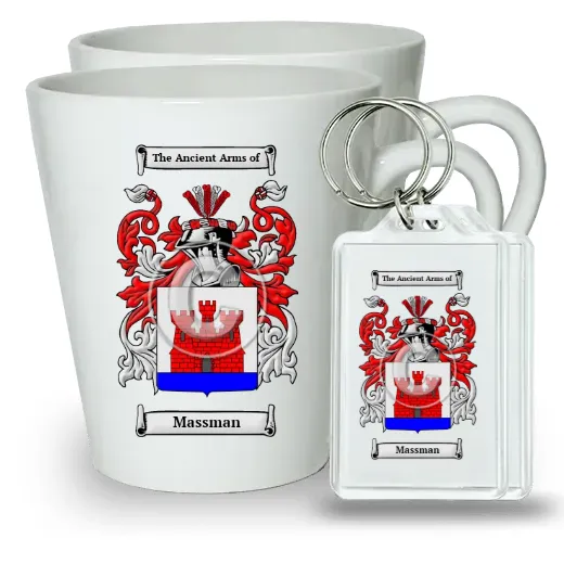 Massman Pair of Latte Mugs and Pair of Keychains