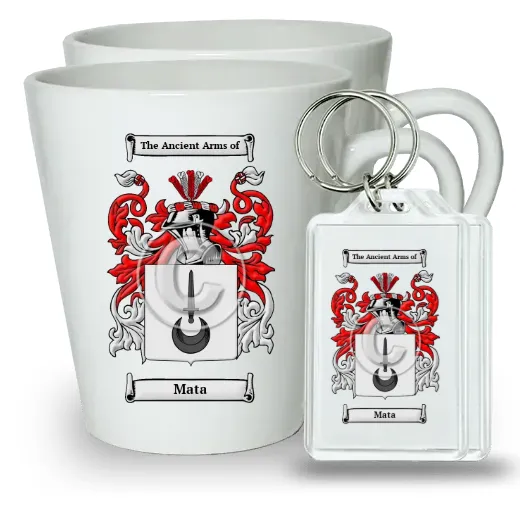 Mata Pair of Latte Mugs and Pair of Keychains