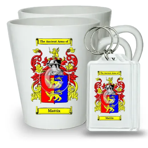 Mattix Pair of Latte Mugs and Pair of Keychains