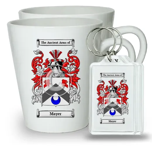 Mayer Pair of Latte Mugs and Pair of Keychains