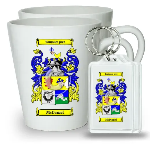 McDaniel Pair of Latte Mugs and Pair of Keychains