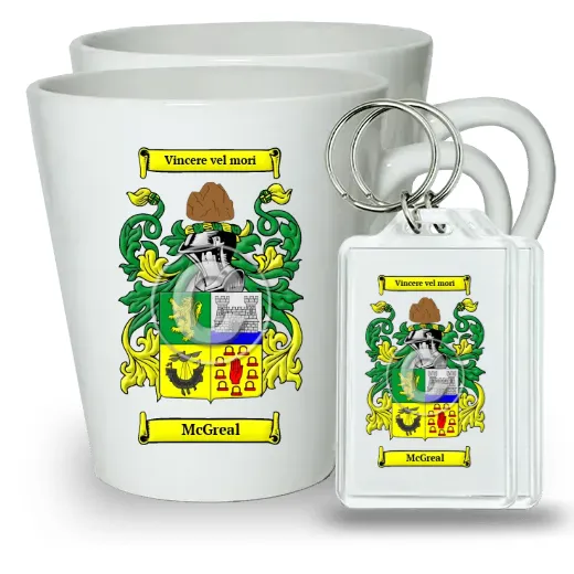 McGreal Pair of Latte Mugs and Pair of Keychains