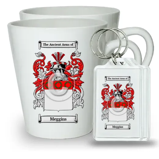 Meggins Pair of Latte Mugs and Pair of Keychains