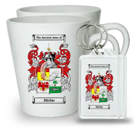 Michie Pair of Latte Mugs and Pair of Keychains
