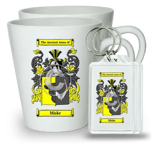 Miske Pair of Latte Mugs and Pair of Keychains