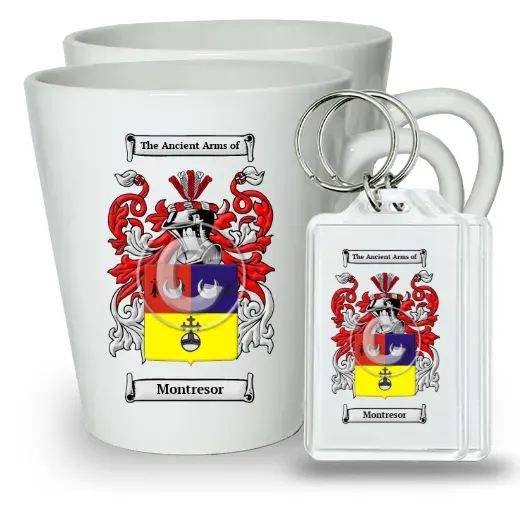 Montresor Pair of Latte Mugs and Pair of Keychains