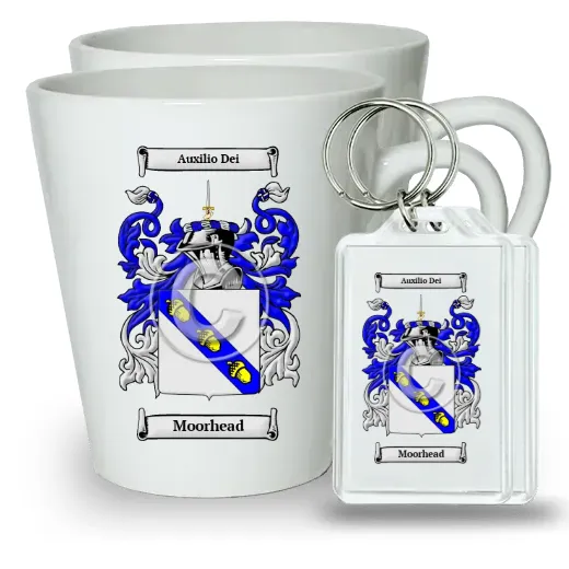 Moorhead Pair of Latte Mugs and Pair of Keychains
