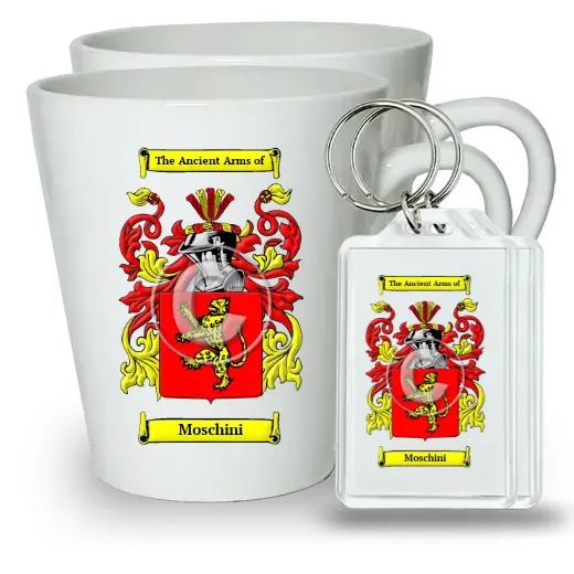 Moschini Pair of Latte Mugs and Pair of Keychains