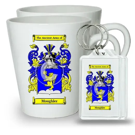 Moughler Pair of Latte Mugs and Pair of Keychains