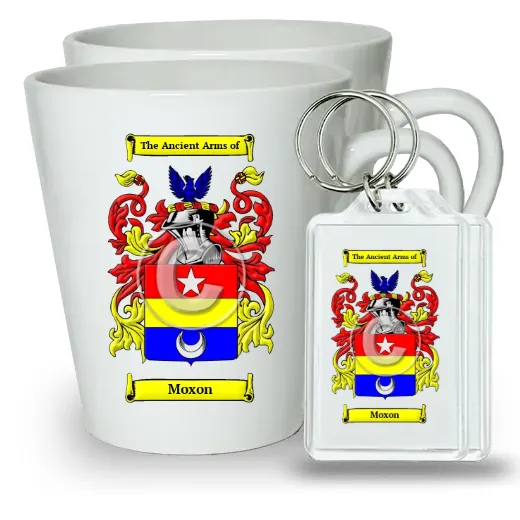 Moxon Pair of Latte Mugs and Pair of Keychains
