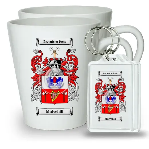 Mulvehill Pair of Latte Mugs and Pair of Keychains
