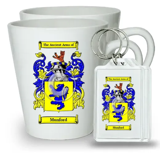 Munford Pair of Latte Mugs and Pair of Keychains