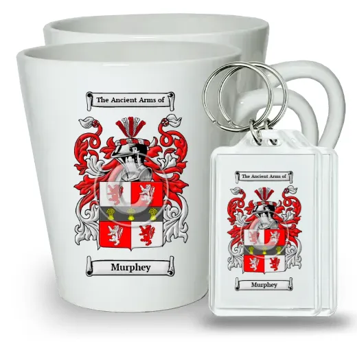 Murphey Pair of Latte Mugs and Pair of Keychains