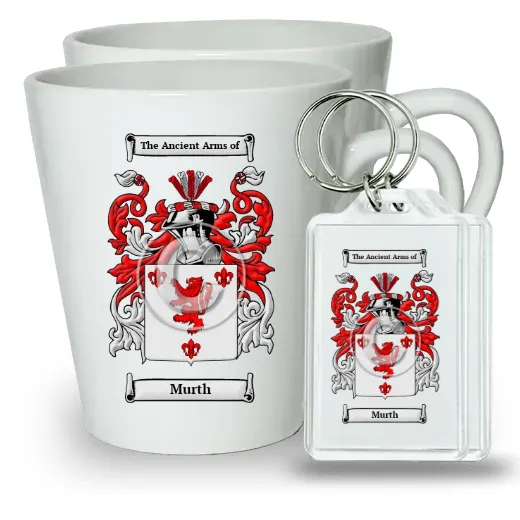 Murth Pair of Latte Mugs and Pair of Keychains
