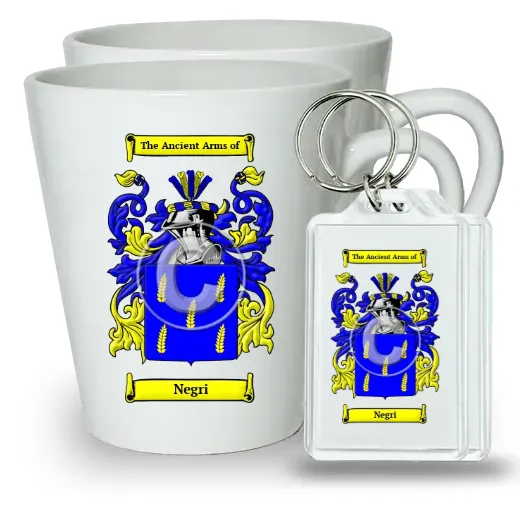 Negri Pair of Latte Mugs and Pair of Keychains