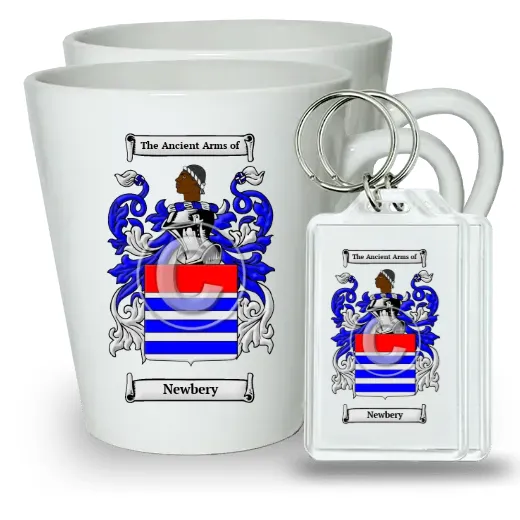 Newbery Pair of Latte Mugs and Pair of Keychains