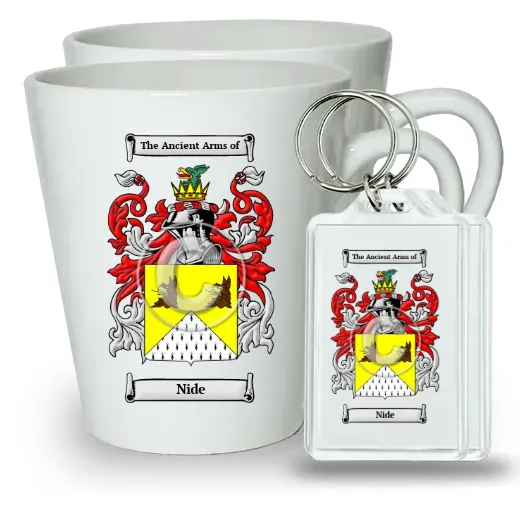 Nide Pair of Latte Mugs and Pair of Keychains